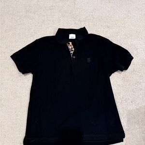Burberry Black Polo Shirt with Check Collar